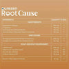 Product label for 'purezen Root Cause' with ingredient list on a brown background