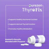 Advertisement for purezen ThyroFix on a purple background with product and benefits listed.