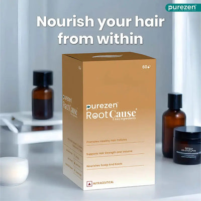 RootCause: Natural DHT-blocker, hair fall, strength, volume support PUREZEN