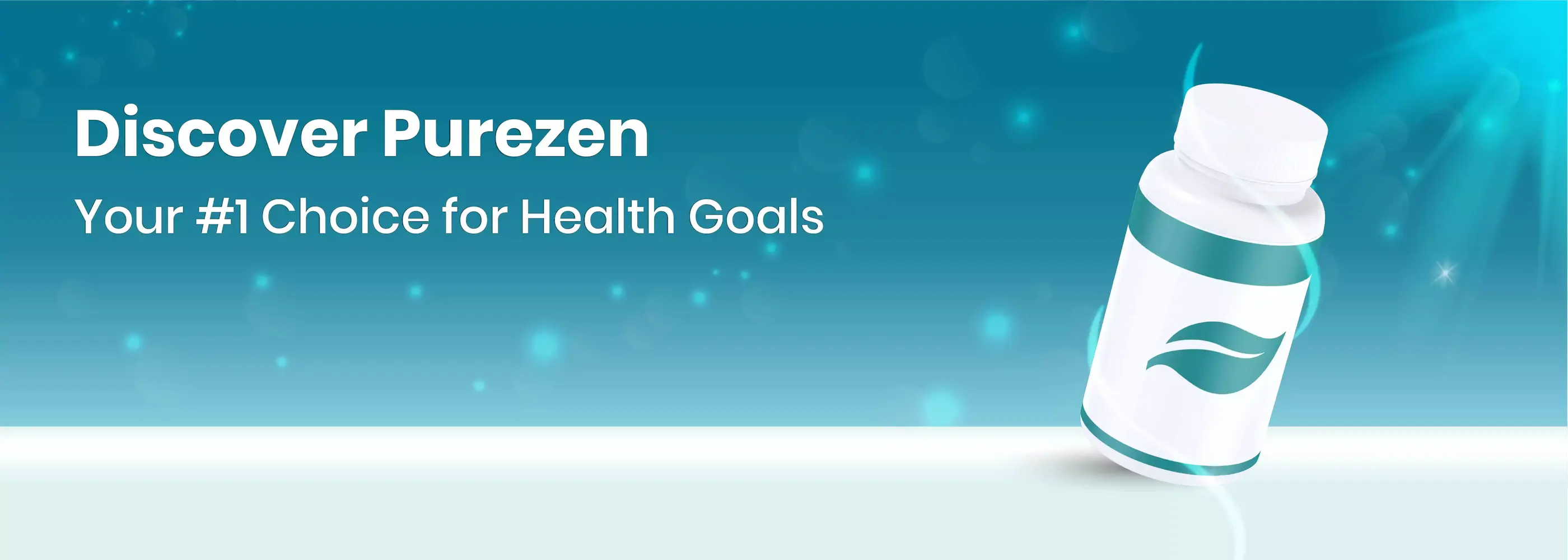 Purezen product with promotional text on a blue background